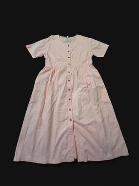 Light Pink Button-Front Midi Dress